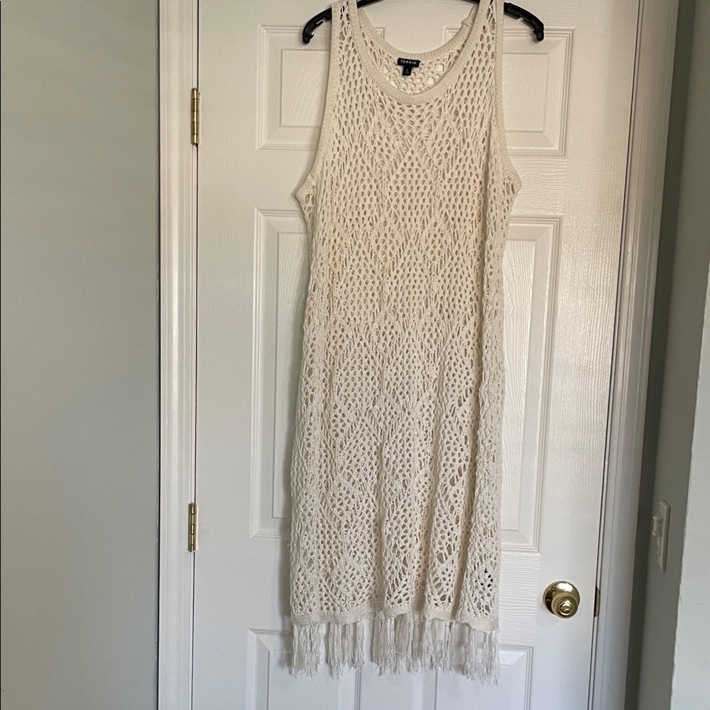 EUC Cream Sleeveless Crochet Dress / Swim Cover Up